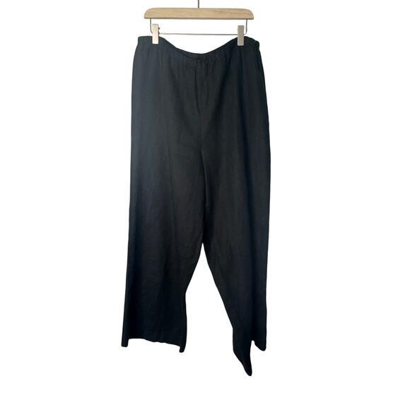 Marc Ware Womens 100% Linen Pull Up black pants lagen look lightweight Sze Large - Picture 4 of 5